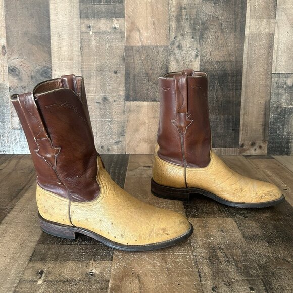 Lucchese Classics L8013 Roper Ostrich Western Cowboy Boots Mens 9 D - Picture 12 of 12